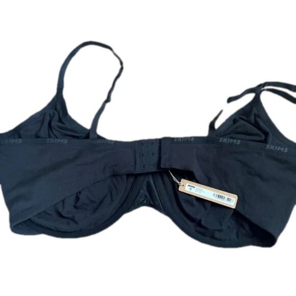 SKIMS 44H COTTON LOGO UNDERWIRE DEMI BRA Soot Blackl NWT - Picture 2 of 5